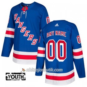 Barn Ishockey New York Rangers Tröja med eget tryck Adidas 2017-2018 Blå Authentic